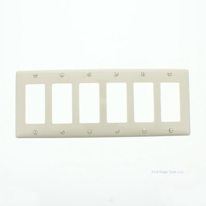 Hubbell NP266LA Light Almond 6-Gang Decorator Unbreakable Nylon Wallplate Cover
