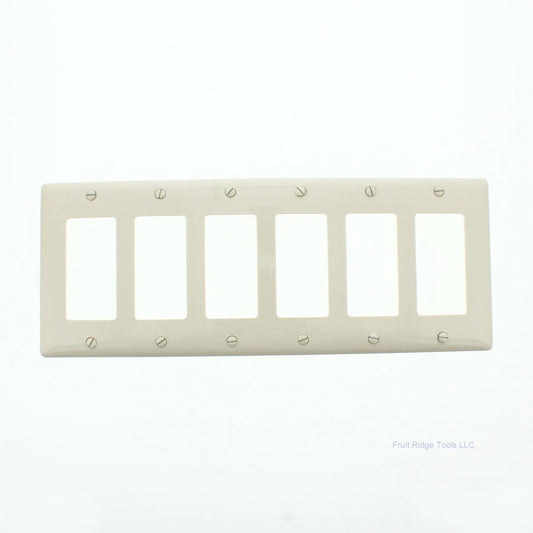 Hubbell NP266LA Light Almond 6-Gang Decorator Unbreakable Nylon Wallplate Cover