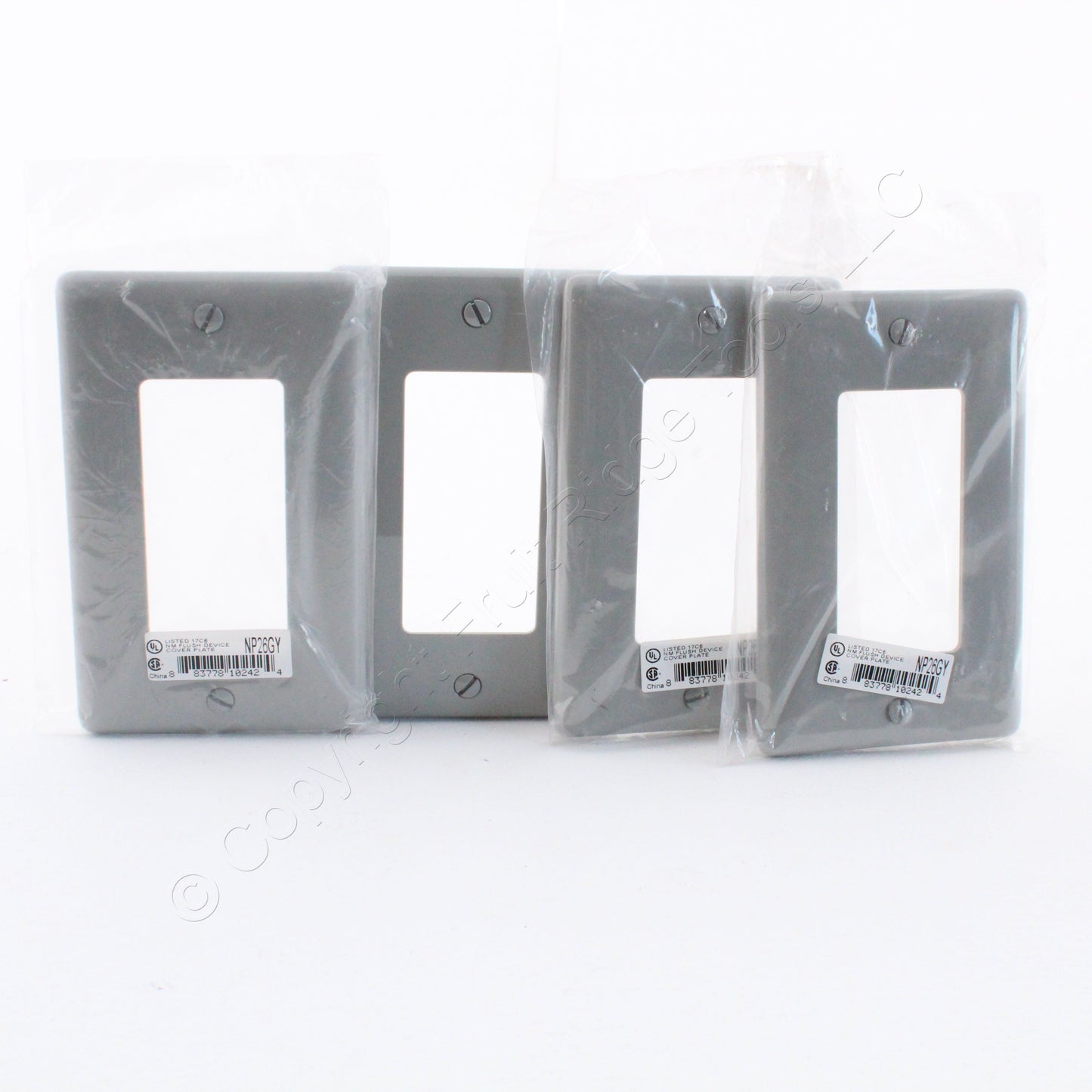 Hubbell NP26GY Gray 1-Gang Decorator GFCI Unbreakable Nylon Wallplate Cover 4pcs
