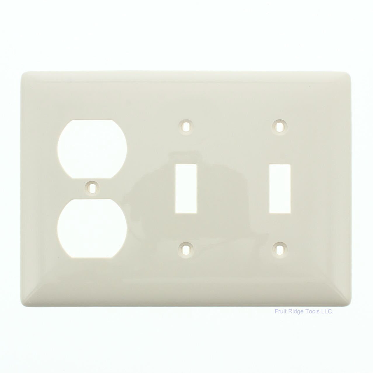 Hubbell NP28LA Light Almond 3-Gang Toggle Switch Duplex Outlet Nylon Wallplate