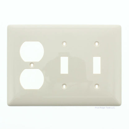 Hubbell NP28LA Light Almond 3-Gang Toggle Switch Duplex Outlet Nylon Wallplate