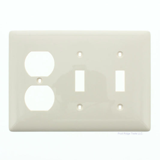 Hubbell NP28LA Light Almond 3-Gang Toggle Switch Duplex Outlet Nylon Wallplate