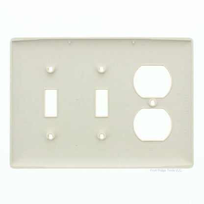 Hubbell NP28LA Light Almond 3-Gang Toggle Switch Duplex Outlet Nylon Wallplate