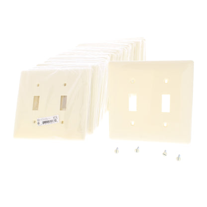 Hubbell NP2AL Almond 2-Gang Toggle Unbreakable Standard Wallplate Cover 25pcs