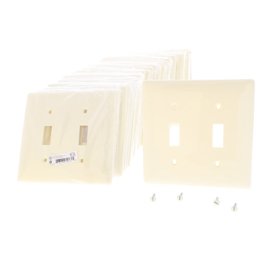 Hubbell NP2AL Almond 2-Gang Toggle Unbreakable Standard Wallplate Cover 25pcs