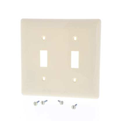Hubbell NP2AL Almond 2-Gang Toggle Unbreakable Standard Wallplate Cover 25pcs