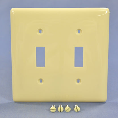 Hubbell NP2I Ivory 2-Gang Toggle Switch Unbreakable Nylon Standard Wallplate