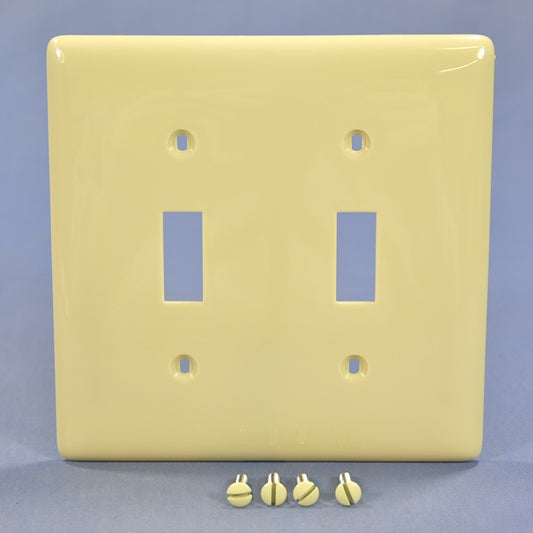 Hubbell NP2I Ivory 2-Gang Toggle Switch Unbreakable Nylon Standard Wallplate