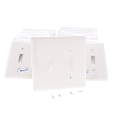 Hubbell NP2OW Office White 2-Gang Toggle Unbreakable Nylon Wallplate Cover 25pcs
