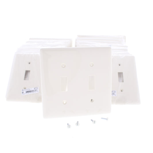 Hubbell NP2OW Office White 2-Gang Toggle Unbreakable Nylon Wallplate Cover 25pcs