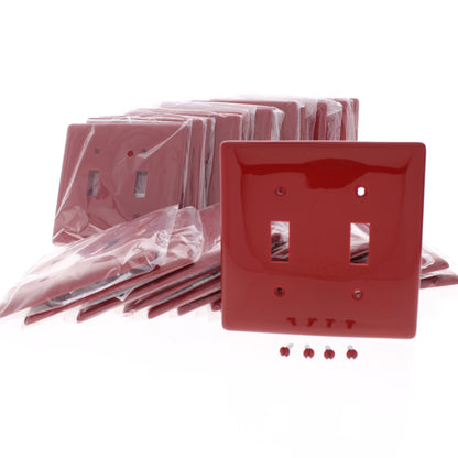 Hubbell NP2R Red 2-Gang Toggle Unbreakable Nylon Standard Wallplate Cover 25pcs
