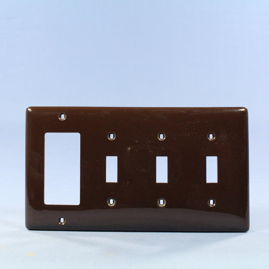 Hubbell NP326 Brown 4-Gang Toggle Decorator Unbreakable Nylon Wallplate Cover
