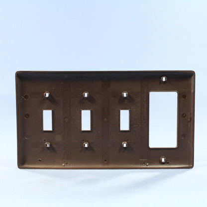 Hubbell NP326 Brown 4-Gang Toggle Decorator Unbreakable Nylon Wallplate Cover