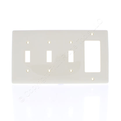 Hubbell NP326I Ivory 4-Gang Unbreakable Decorator GFCI Toggle Switch Wallplate