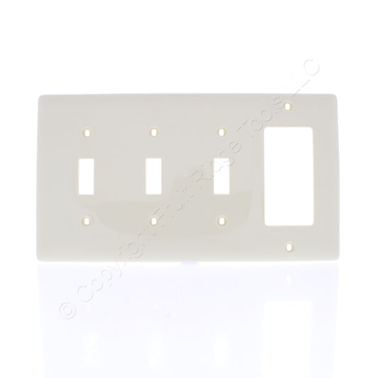 Hubbell NP326I Ivory 4-Gang Unbreakable Decorator GFCI Toggle Switch Wallplate