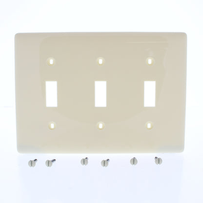 Hubbell NP3AL Almond 3-Gang Toggle Unbreakable Standard Wallplate Cover 10pcs