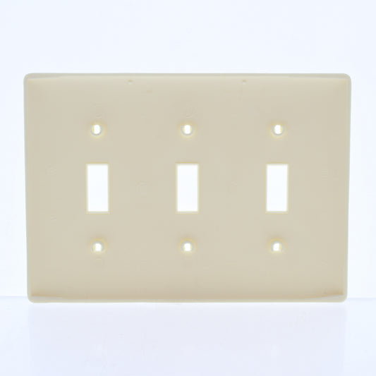 Hubbell NP3AL Almond 3-Gang Toggle Unbreakable Nylon Standard Wallplate Cover