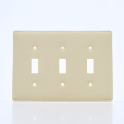 Hubbell NP3AL Almond 3-Gang Toggle Unbreakable Nylon Standard Wallplate Cover