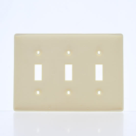 Hubbell NP3AL Almond 3-Gang Toggle Unbreakable Nylon Standard Wallplate Cover