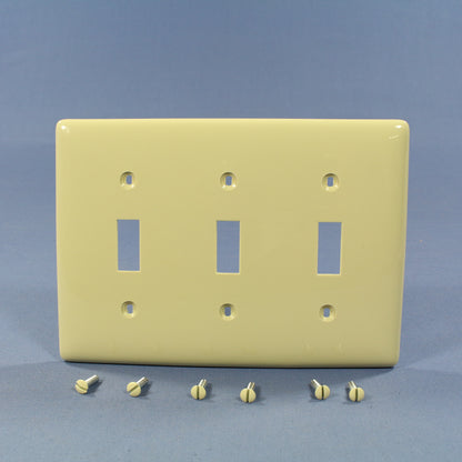 Hubbell NP3I Ivory 3-Gang Toggle Switch Unbreakable Nylon Standard Wallplate