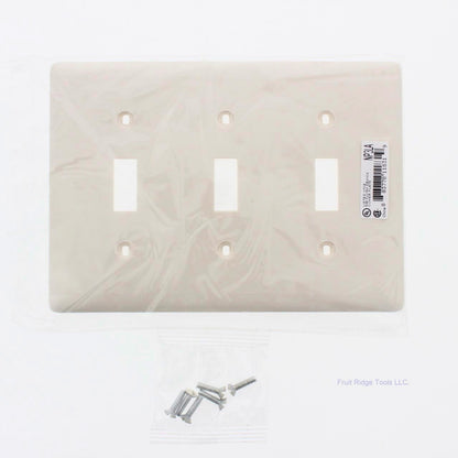 Hubbell NP3LA Light Almond 3-Gang Toggle Unbreakable Standard Wallplate Cover