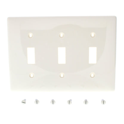 Hubbell NP3OW Office White 3-Gang Toggle Unbreakable Standard Wallplate Cover