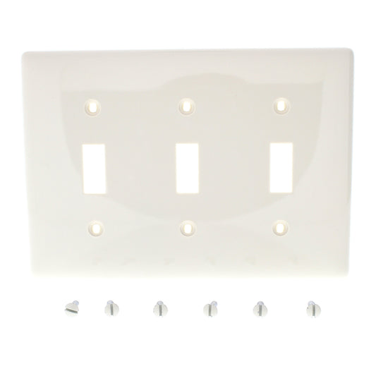 Hubbell NP3OW Office White 3-Gang Toggle Unbreakable Standard Wallplate Cover