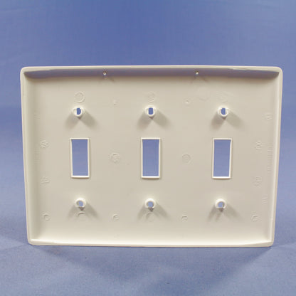 Hubbell NP3W White Unbreakable 3-Gang Toggle Switch Cover Nylon Wallplates 10pcs