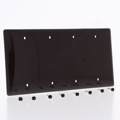 Hubbell NP43 Brown 4-Gang Blank Unbreakable Nylon Wallplate Cover Box Mount