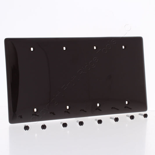Hubbell NP43 Brown 4-Gang Blank Unbreakable Nylon Wallplate Cover Box Mount