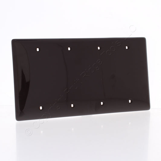 Hubbell NP43 Brown 4-Gang Blank Unbreakable Nylon Wallplate Cover Box Mount