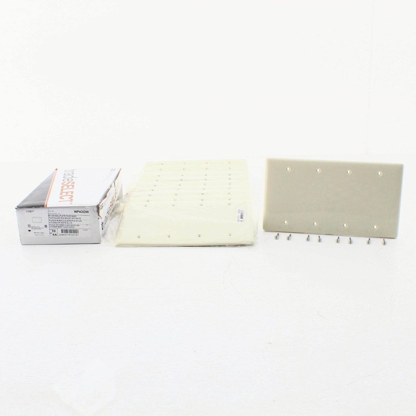 Hubbell NP43OW Office White 4-Gang Blank Box Mount Nylon Covers Wallplate 10pcs