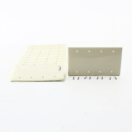Hubbell NP43OW Office White 4-Gang Blank Box Mount Nylon Covers Wallplate 10pcs
