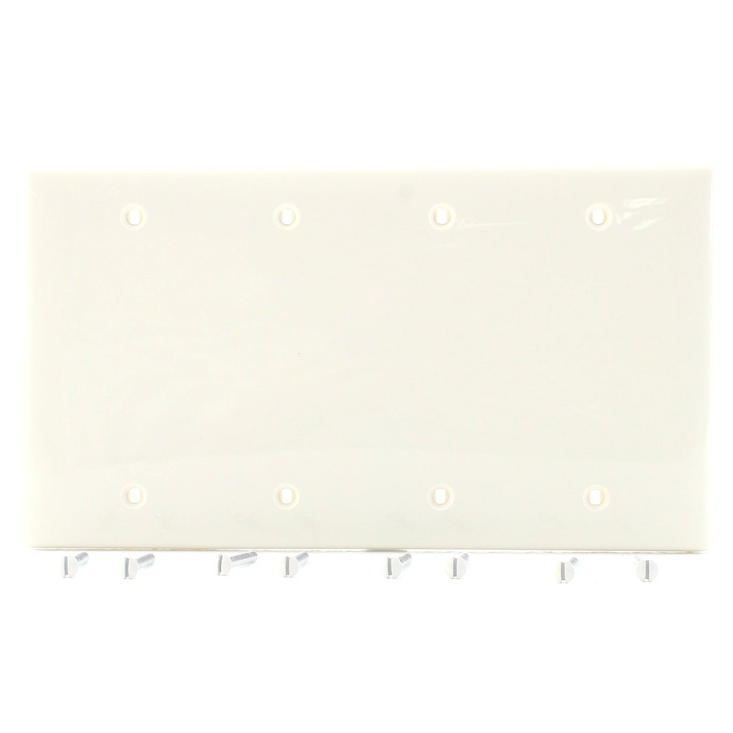 Hubbell NP43OW Office White 4-Gang Blank Unbreakable Wallplate Cover Box Mount