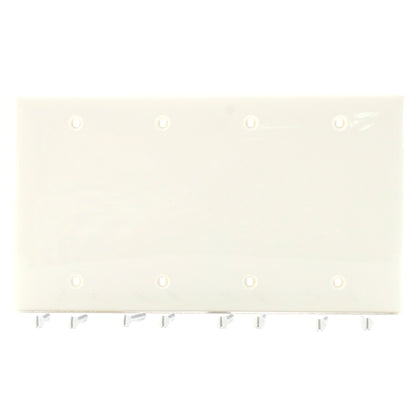 Hubbell NP43OW Office White 4-Gang Blank Unbreakable Wallplate Cover Box Mount