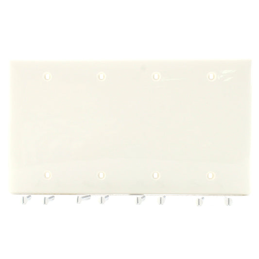 Hubbell NP43OW Office White 4-Gang Blank Unbreakable Wallplate Cover Box Mount