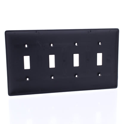Hubbell NP4BK Black 4-Gang Toggle Switch Standard Unbreakable Wallplates 10pcs