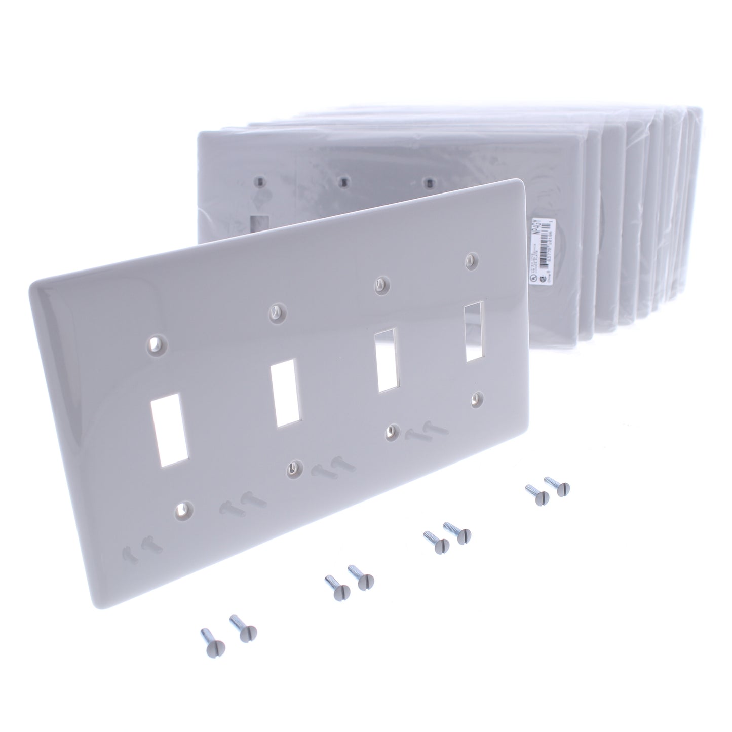 Hubbell NP4GY Gray 4-Gang Toggle Unbreakable Nylon Standard Wallplate Cover 10pc