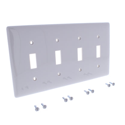 Hubbell NP4GY Gray 4-Gang Toggle Unbreakable Nylon Standard Wallplate Cover 10pc