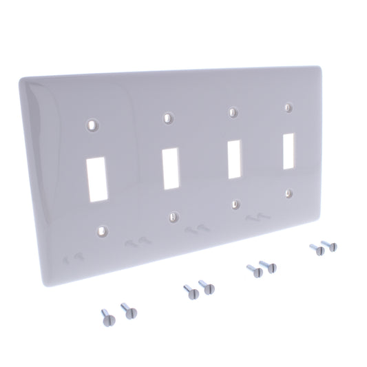 Hubbell NP4GY Gray 4-Gang Toggle Unbreakable Nylon Standard Wallplate Cover 10pc