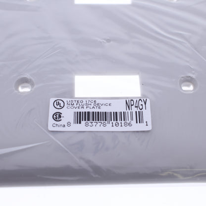 Hubbell NP4GY Gray 4-Gang Toggle Switch Cover Switchplate Unbreakable Wallplate