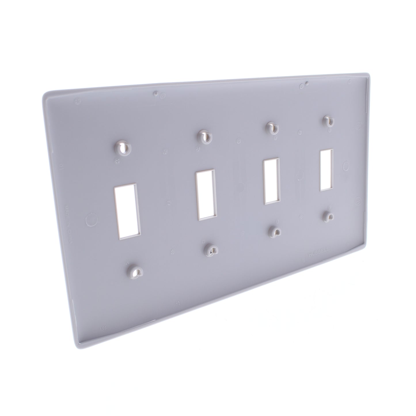 Hubbell NP4GY Gray 4-Gang Toggle Switch Cover Switchplate Unbreakable Wallplate
