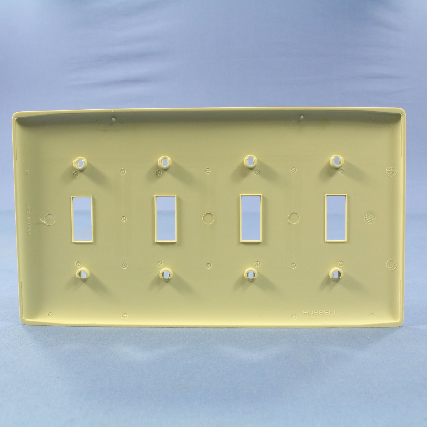 Hubbell NP4I Ivory 4-Gang Toggle Switch Unbreakable Nylon Standard Wallplate