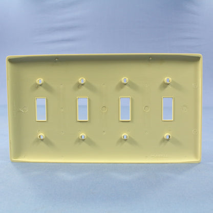 Hubbell NP4I Ivory 4-Gang Toggle Switch Unbreakable Nylon Standard Wallplate
