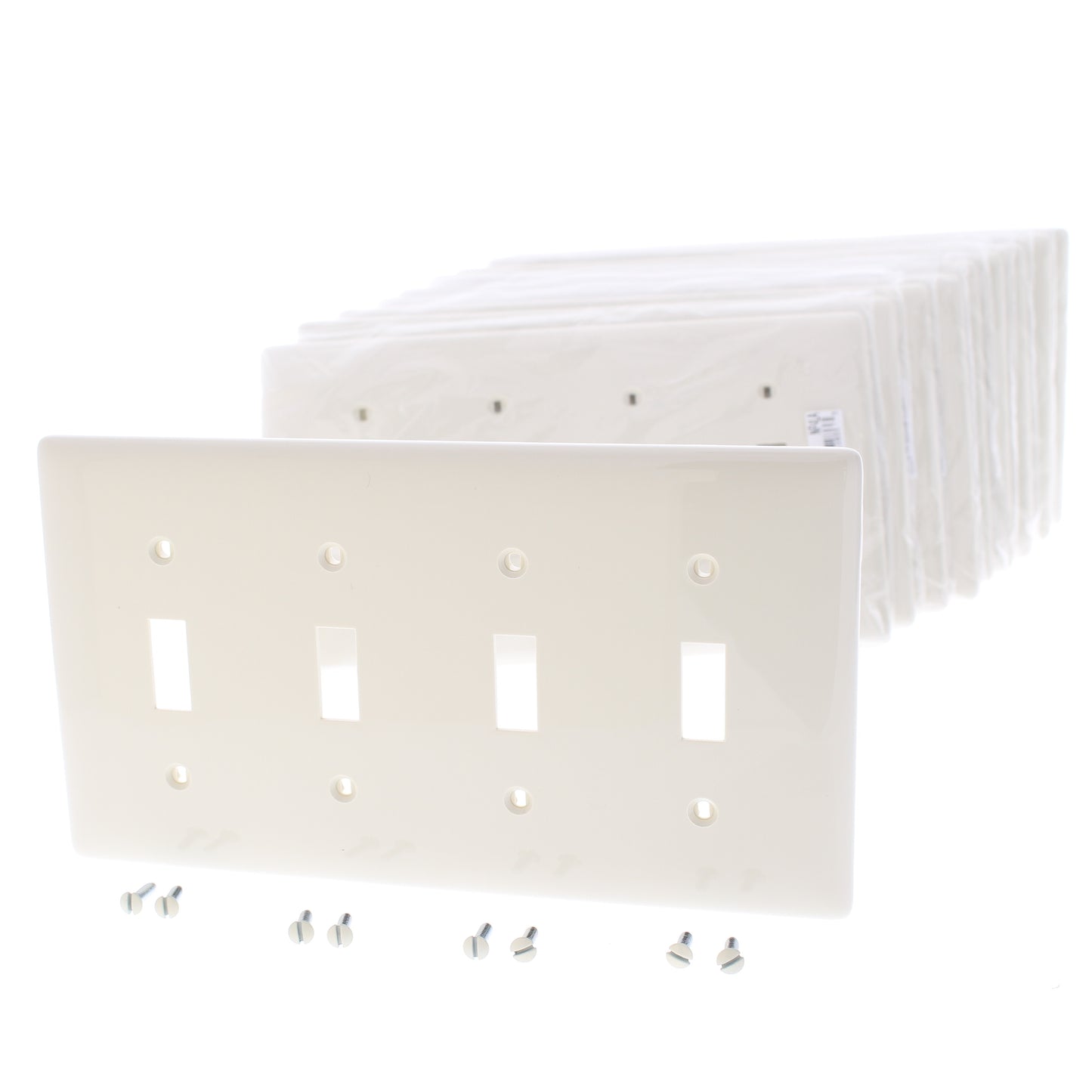 Hubbell NP4LA Light Almond 4-Gang Toggle Unbreakable Nylon Wallplate Cover 10pcs