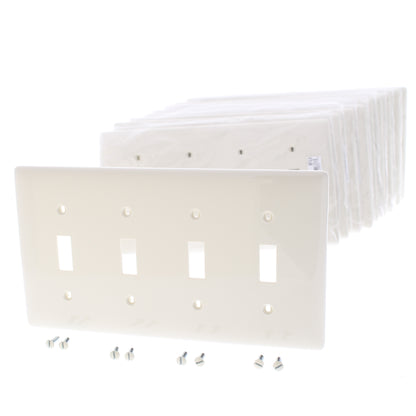 Hubbell NP4LA Light Almond 4-Gang Toggle Unbreakable Nylon Wallplate Cover 10pcs