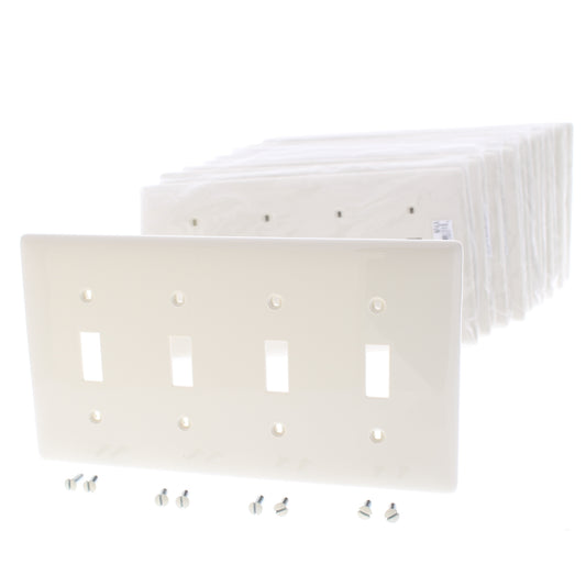 Hubbell NP4LA Light Almond 4-Gang Toggle Unbreakable Nylon Wallplate Cover 10pcs