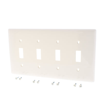 Hubbell NP4LA Light Almond 4-Gang Toggle Unbreakable Nylon Wallplate Cover 10pcs