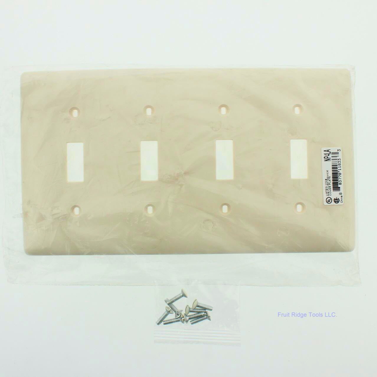 Hubbell NP4LA Light Almond 4-Gang Toggle Unbreakable Standard Wallplate Cover