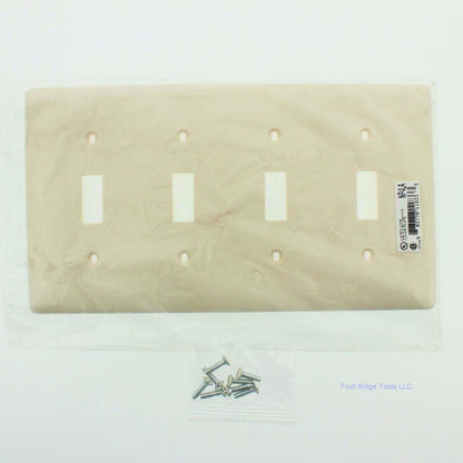 Hubbell NP4LA Light Almond 4-Gang Toggle Unbreakable Standard Wallplate Cover